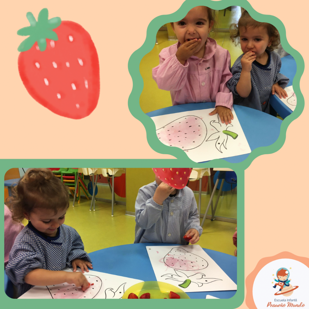 pintando y comiendo fresas
